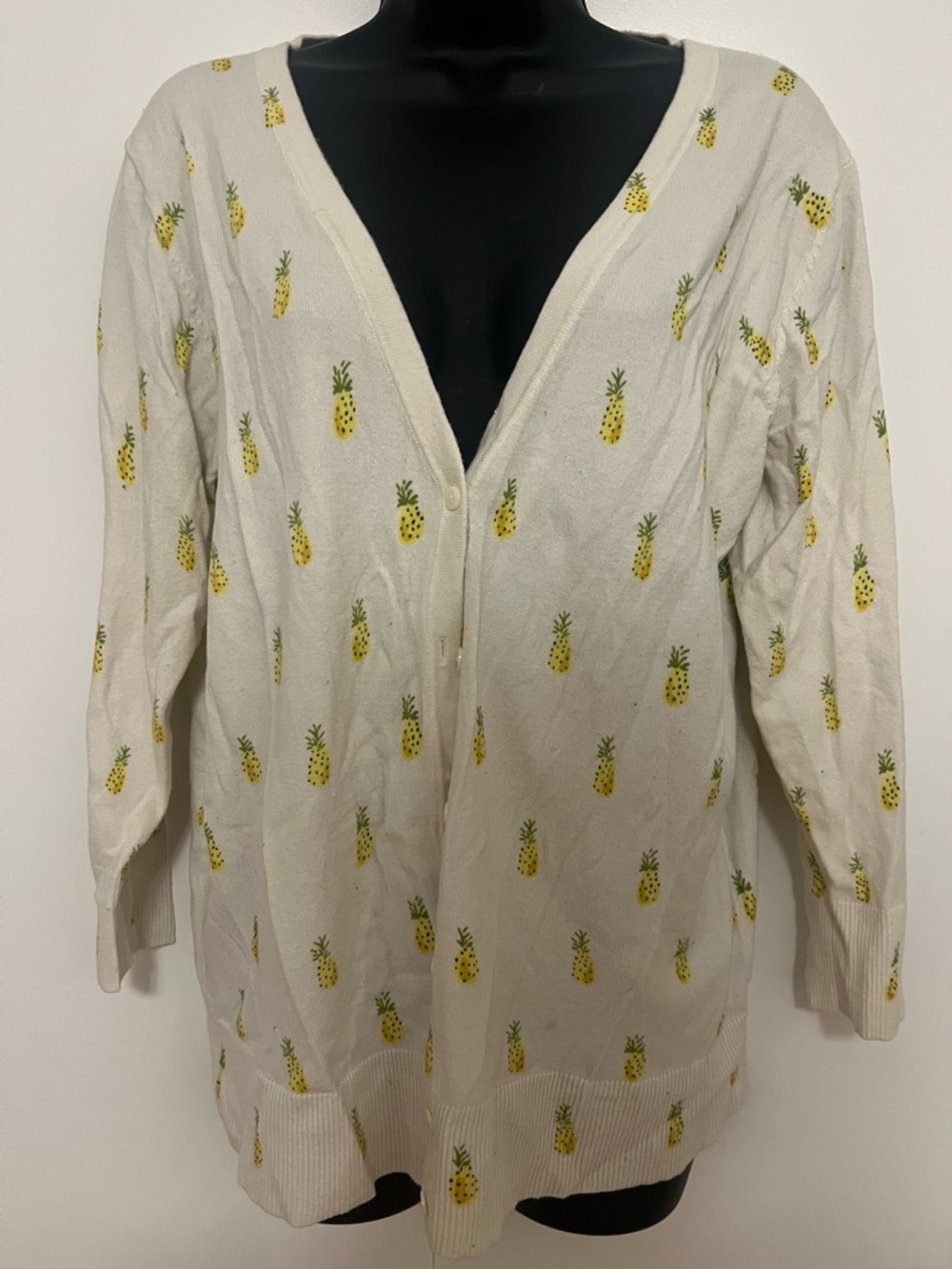Merona- Pineapple Print Cream Cardigan (Cotton)